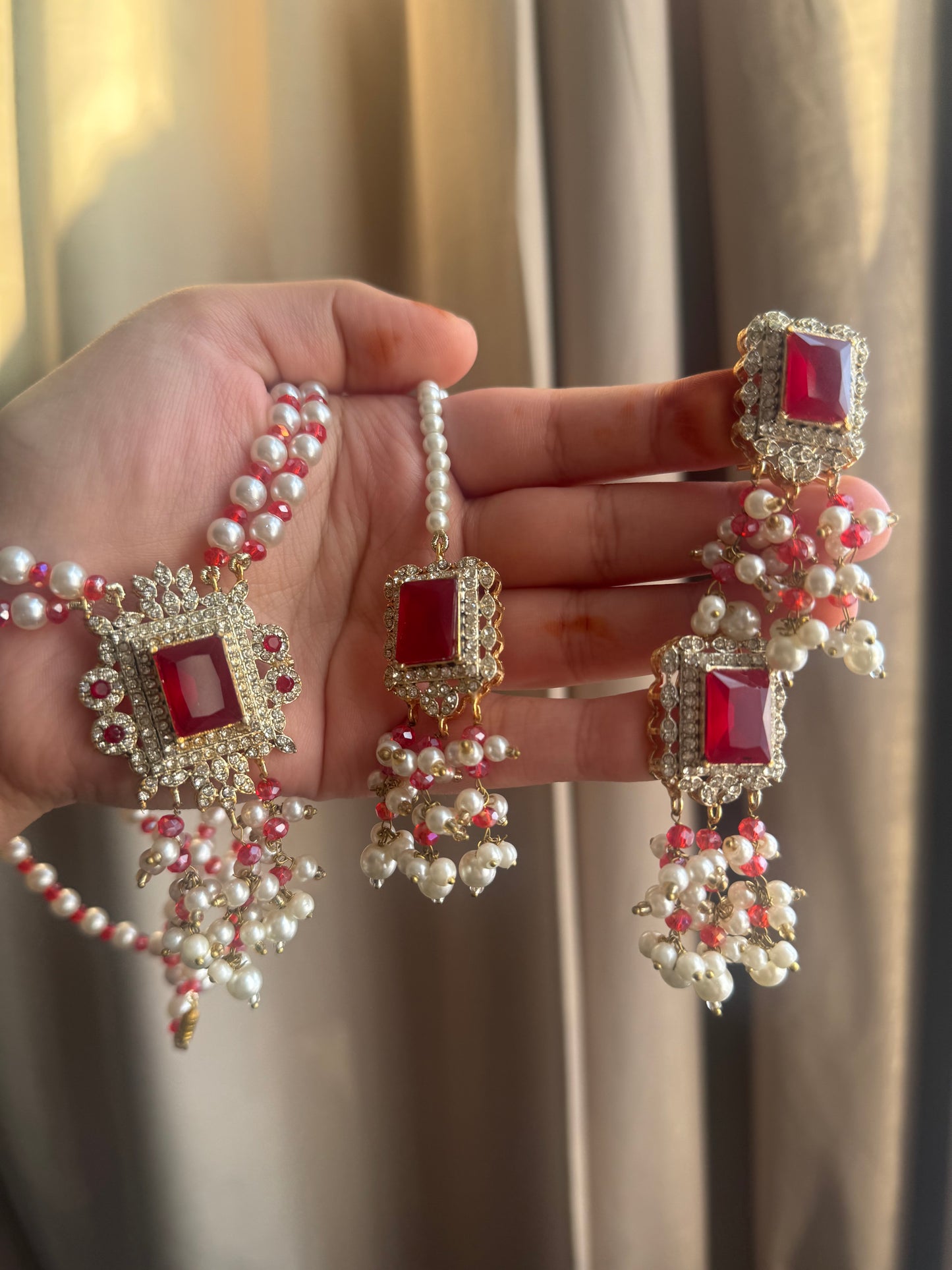 Erum - Mala set with Earrings & Tikka | Colours available