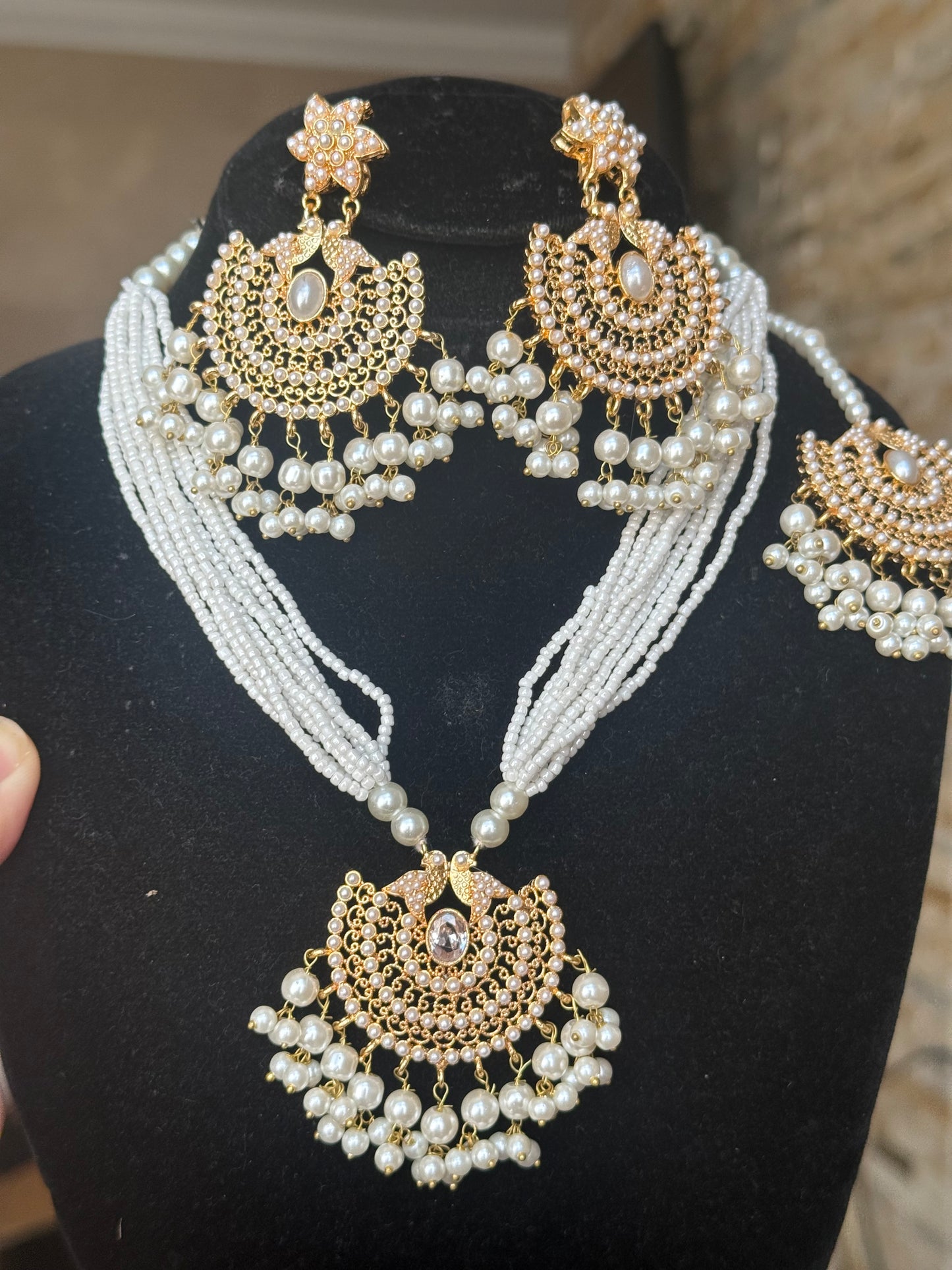 ANSHA - Necklace set with Earrings & Tikka | available in 10 colours