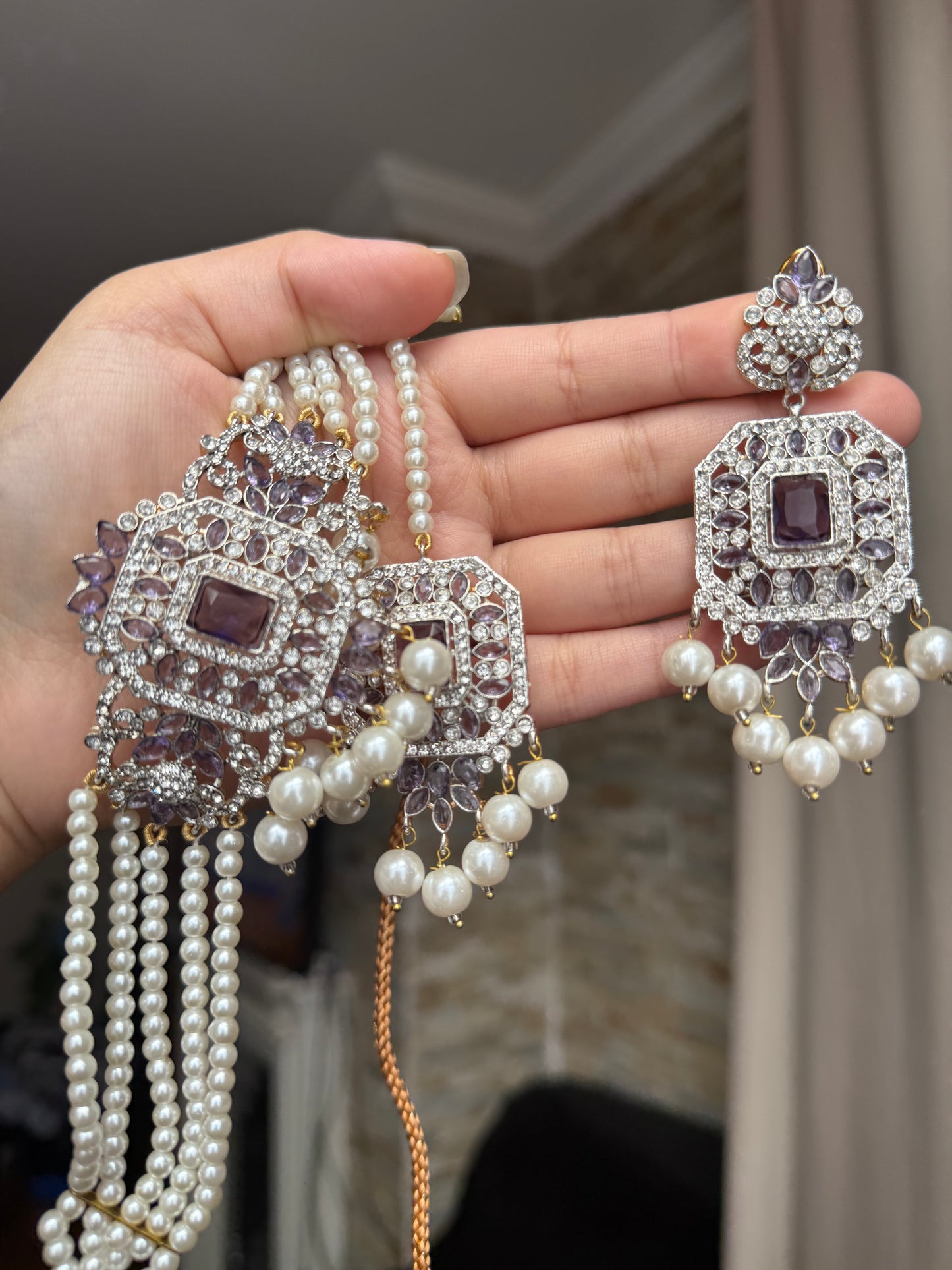Rania - Choker set with earrings and tikka available in 10 colours