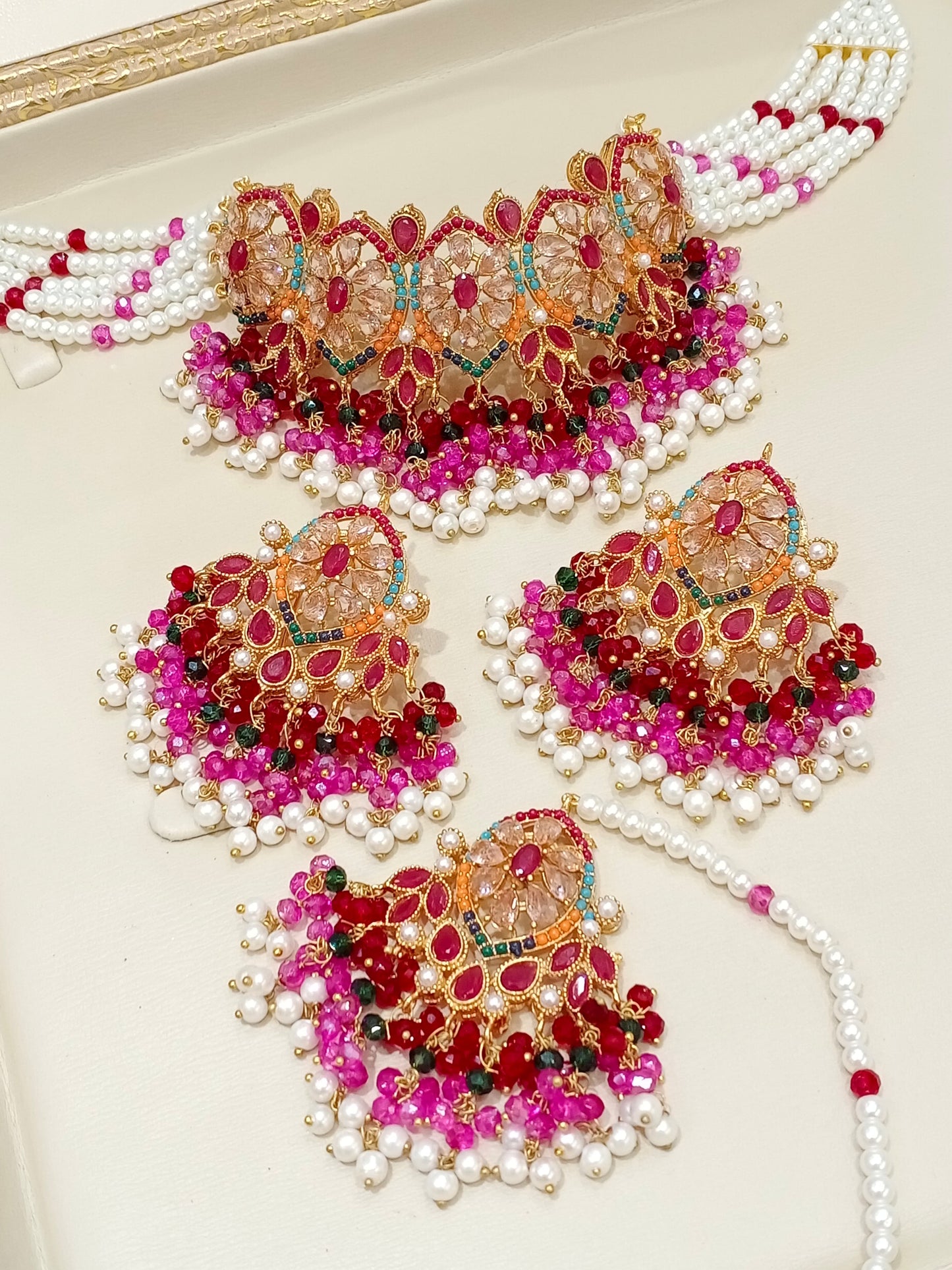 MARJAAN - Choker set with Earrings & Tikka | available in 10 colours