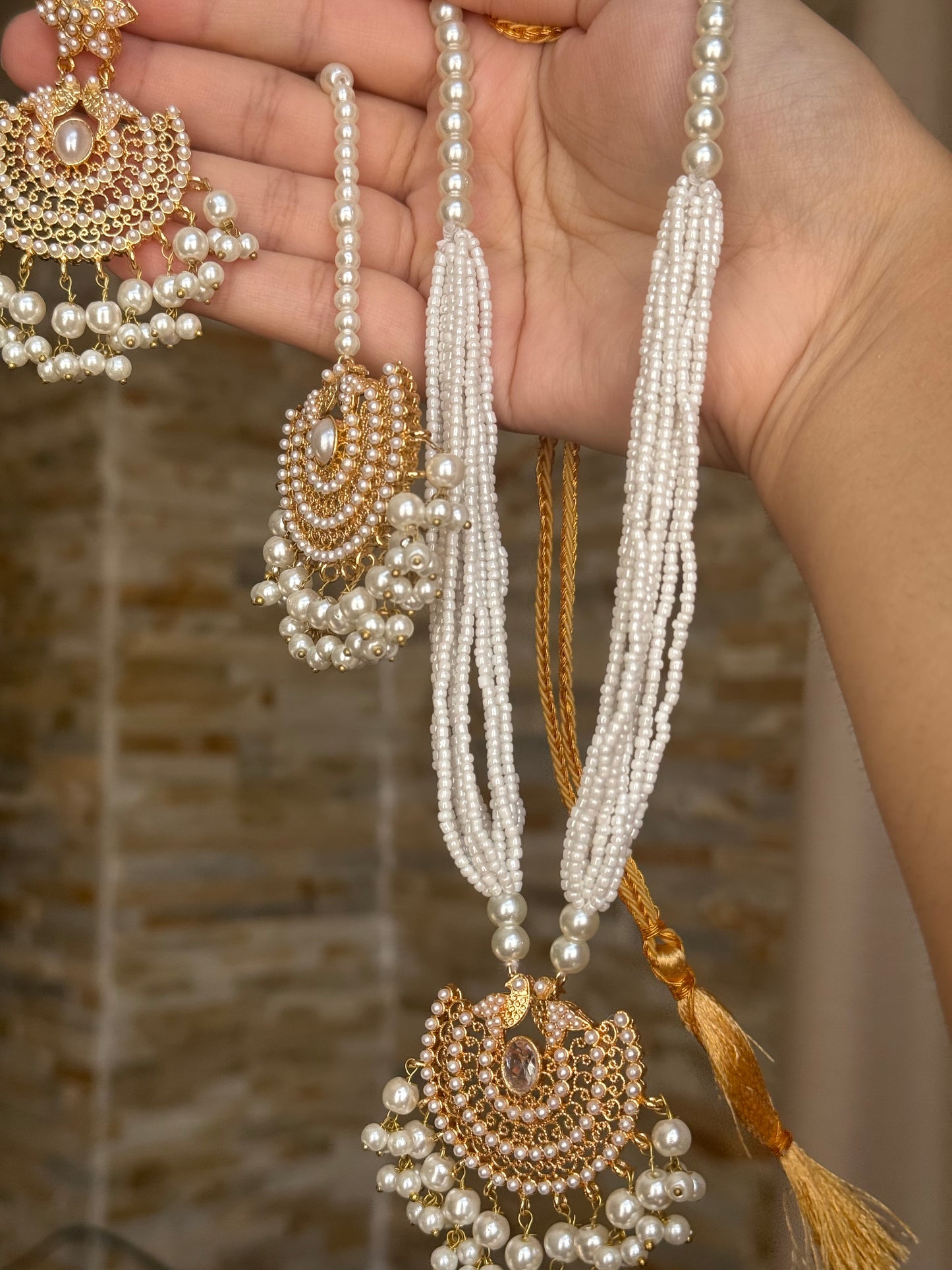 ANSHA - Necklace set with Earrings & Tikka | available in 10 colours