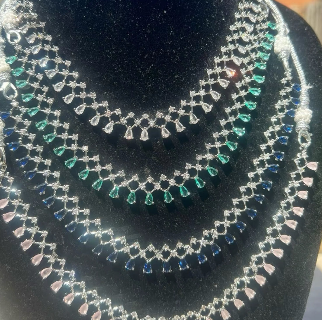 Inaya - AD necklace with Bali Jhumke and Tikka Colours available