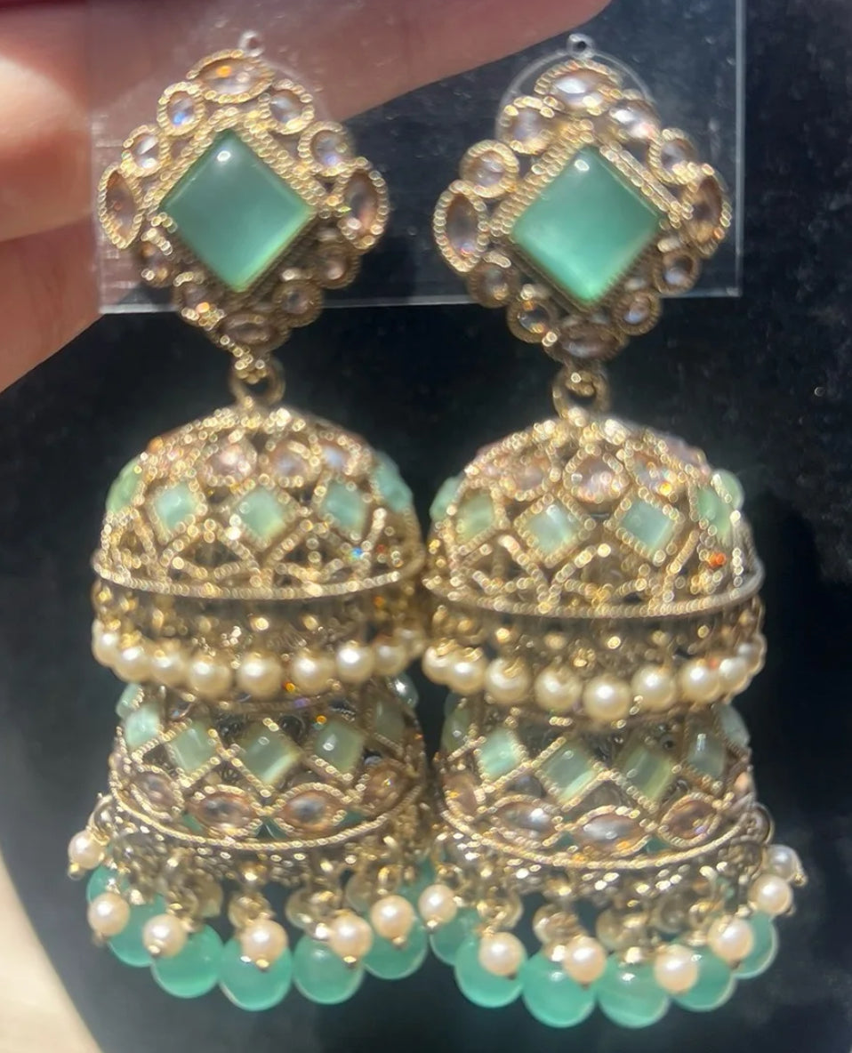 Gul e Rana - Double layered Jhumke 7 Colours available
