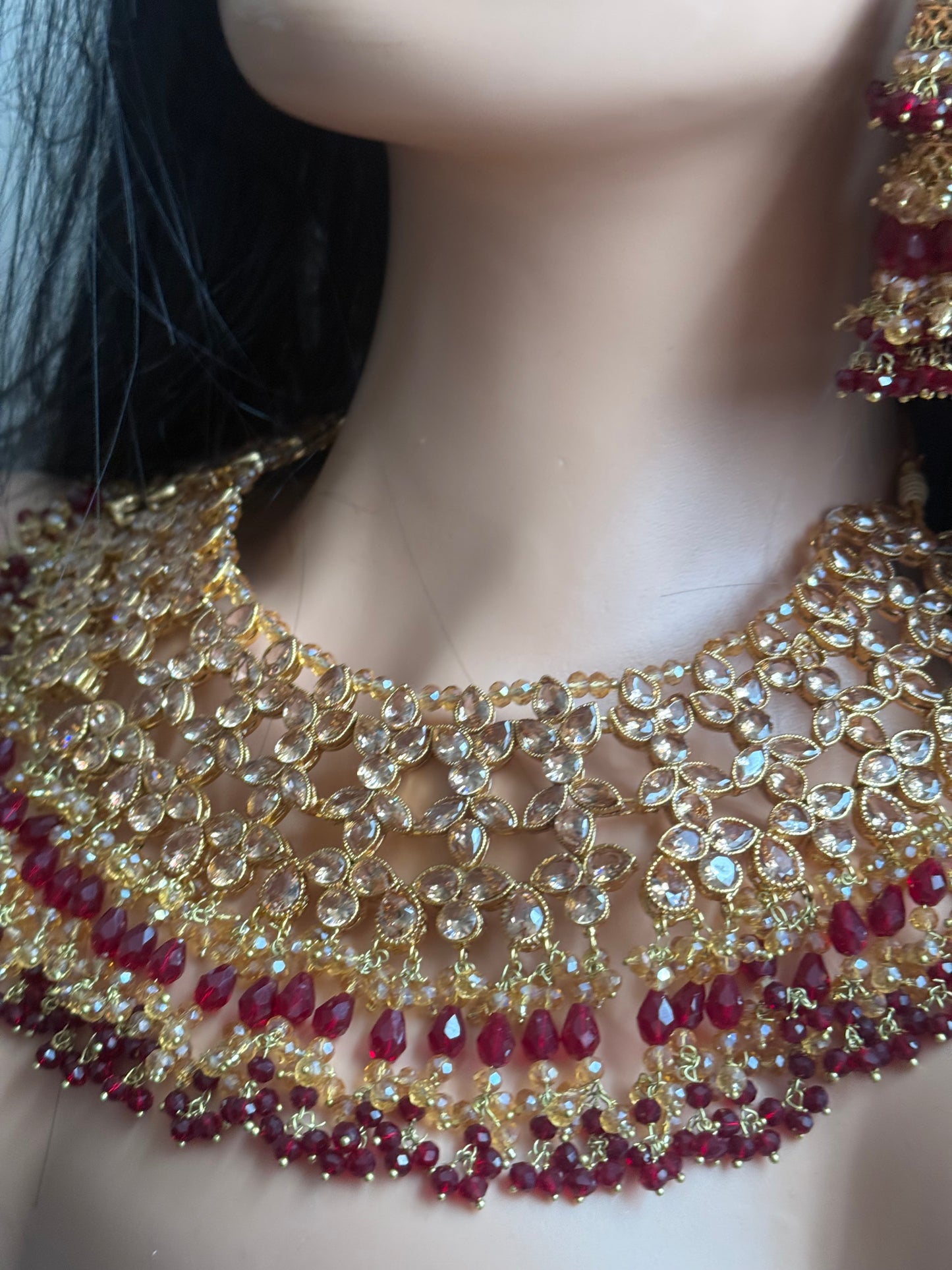 Haya - Heavy Bridal set | Necklace with jhumar, jhumke and tikka