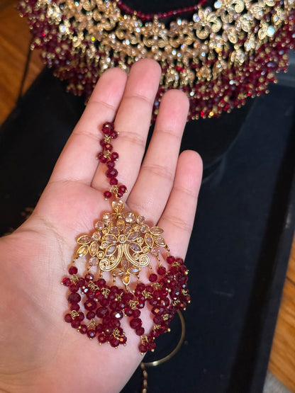 HEMA - Bridal set | includes: necklace, jhumar, jhumke, tikka and nose ring | Pakistani bridal set