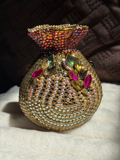 Kundan Potli Bags with pearls chain and gold chain | different colours available