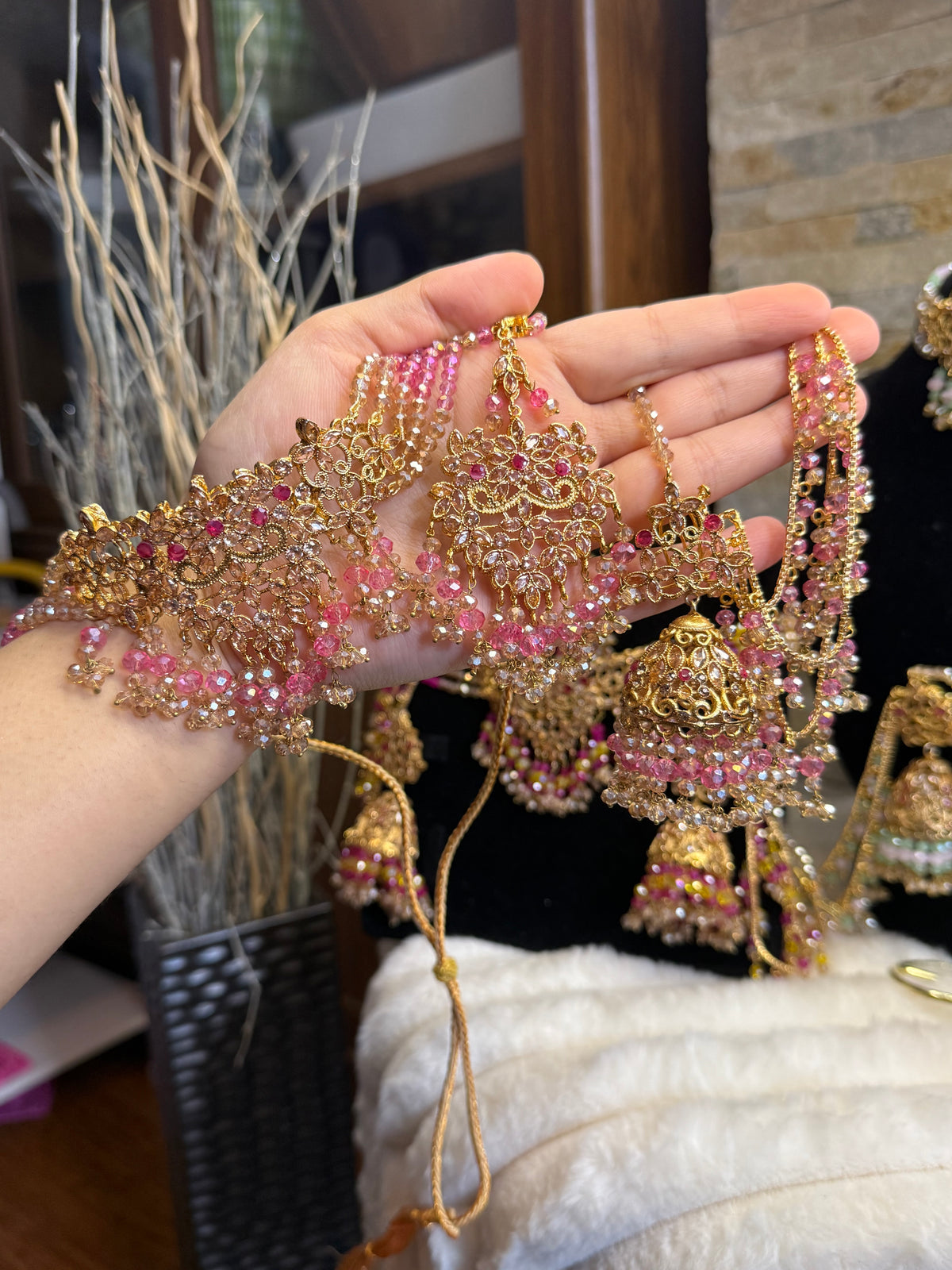 Afaf - Choker set with heavy Sahara jhumke and tikka | available in 25 colours