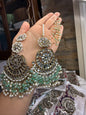 MISHA - double sided Sahara earrings with Tikka | Kundan earrings and tikka set | available in 19 colours