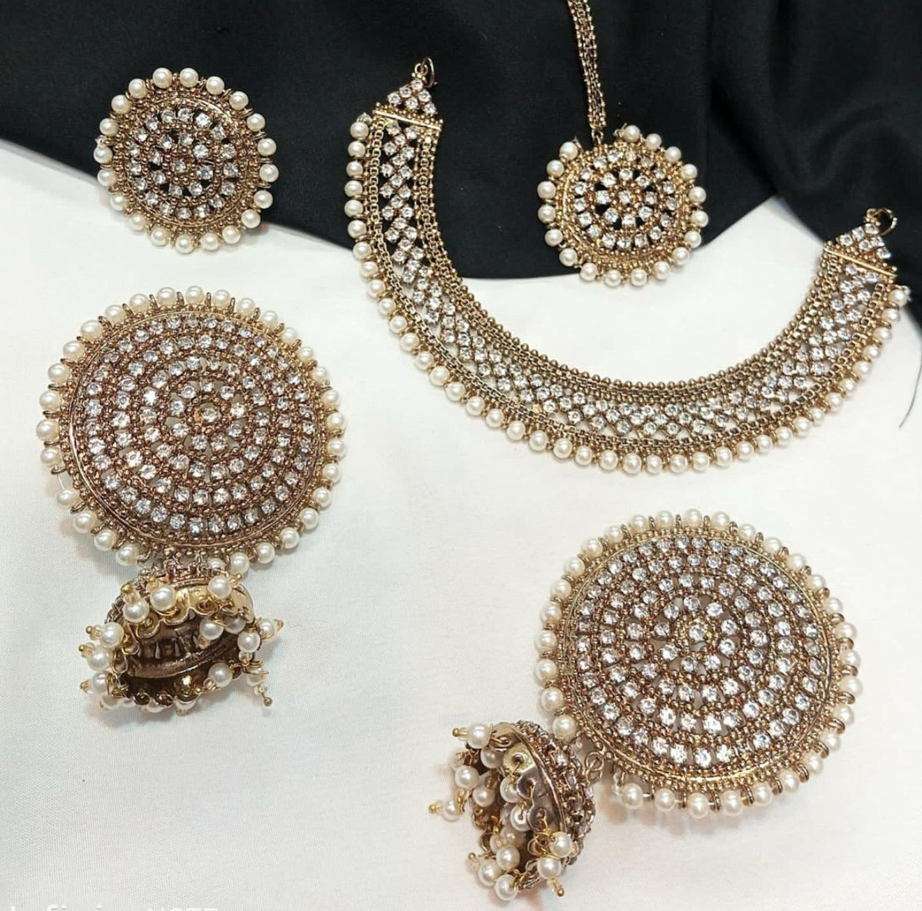 Naira - 4 pieces Necklace set | 12 colours available | necklace with ring, jhumke and tikka