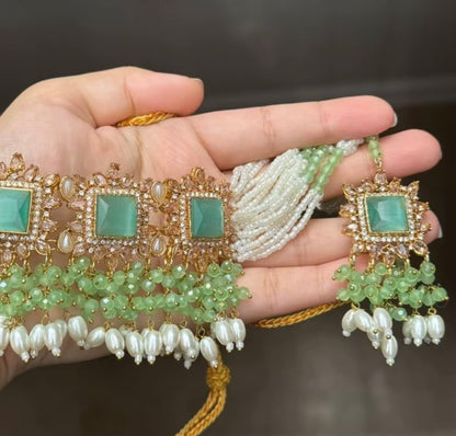 SALINAA - Choker set with Jhumke & Tikka | available in 14 colours