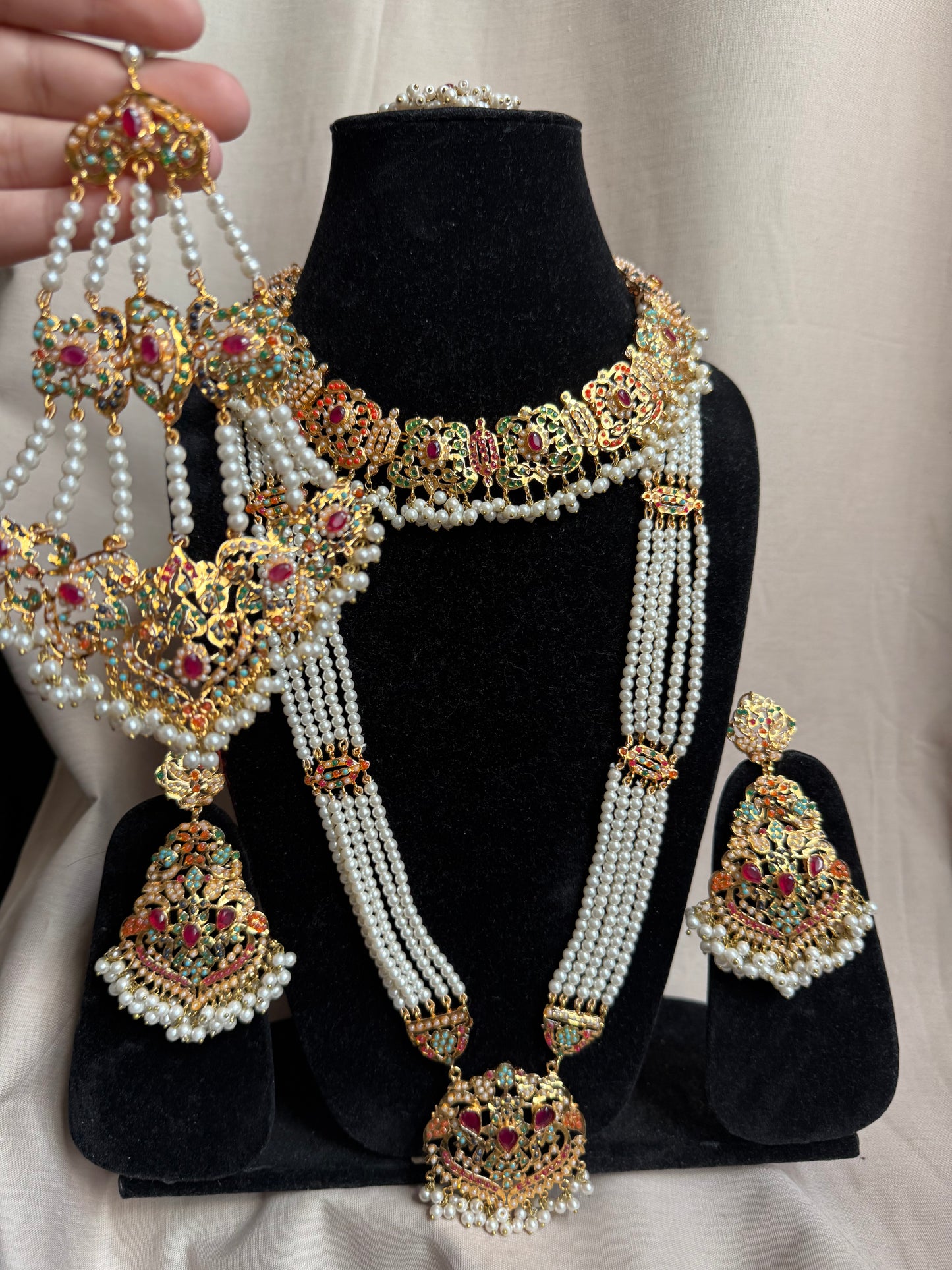 Shaheen - Mala set with necklace jhumar, earrings and tikka | available in 5 colours
