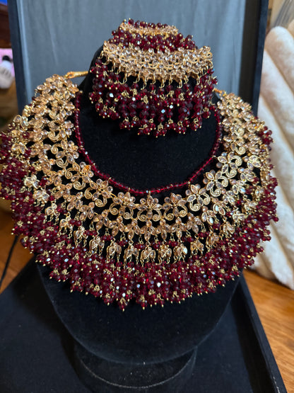 HEMA - Bridal set | includes: necklace, jhumar, jhumke, tikka and nose ring | Pakistani bridal set