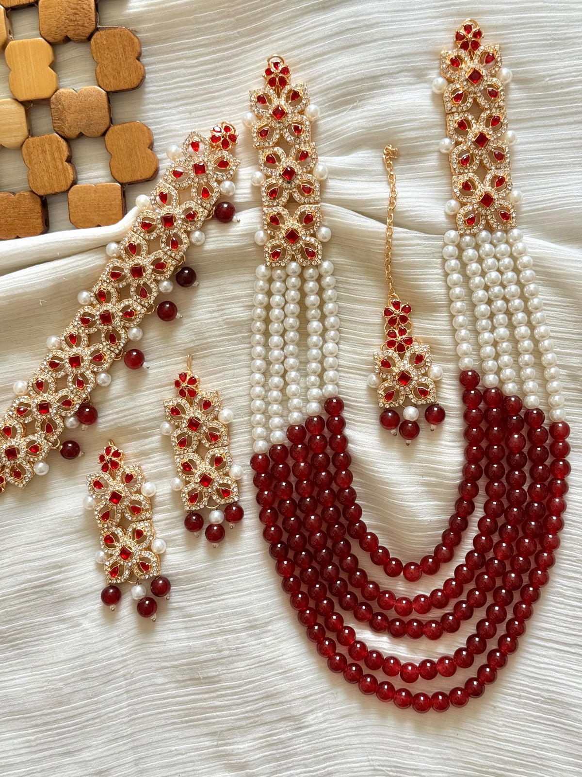 HIRA - 10 colours available | 4 pieces Mala set ~ includes: Mala, choker, earrings and tikka