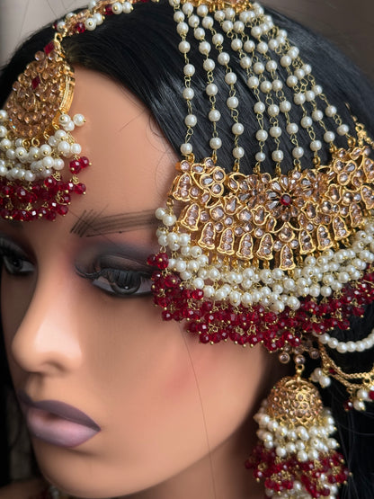 Naina - Heavy bridal set | Necklace with jhumar, jhumke and tikka