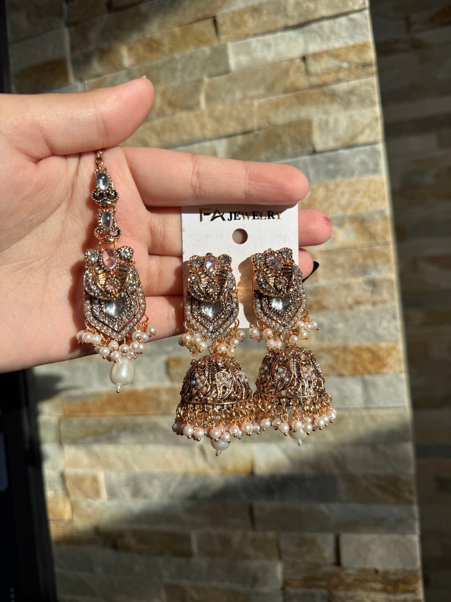 NAQSH - Jhumke Tikka Set with Intricate Design Available in 10 Colours for Stylish Accessories