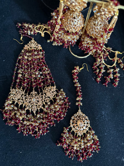 USHNA - Bridal set | includes necklace, jhumar, jhumke, tikka & nose ring