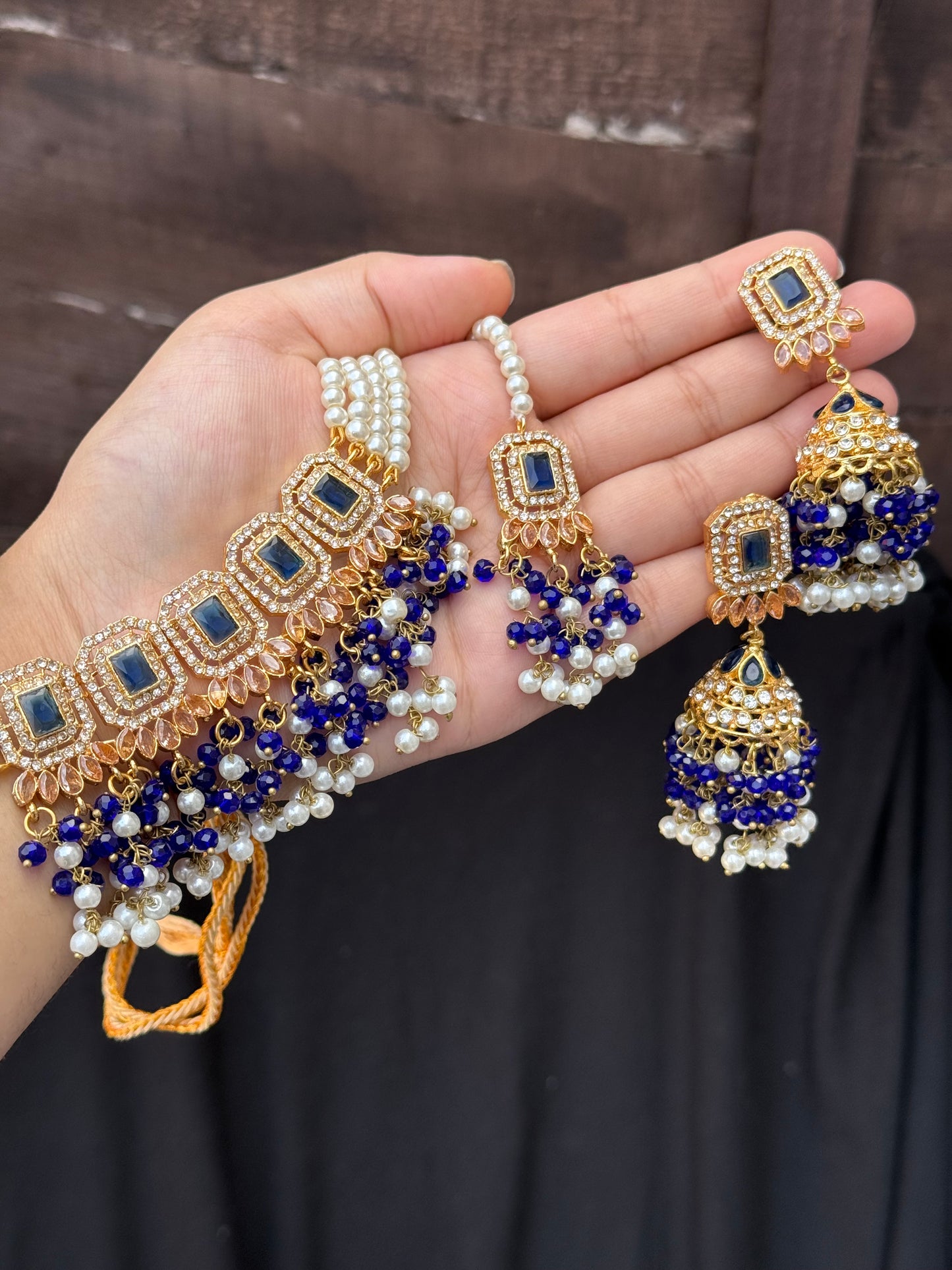 ALAYA - 30 colours available | Choker set with Jhumke and tikka