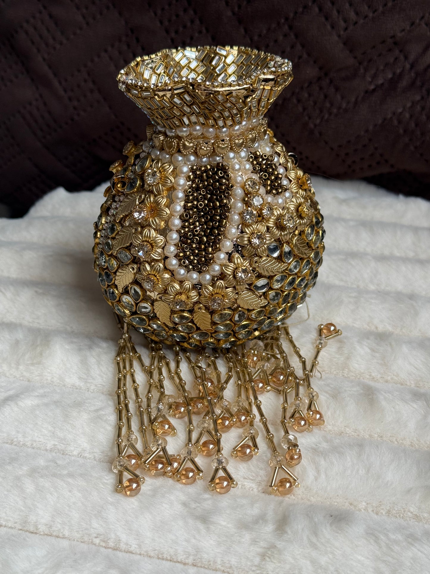 Kundan Potli Bags with pearls chain and gold chain | different colours available
