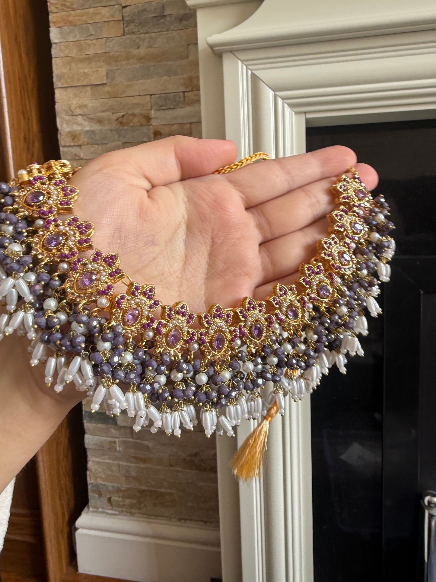 Neeti - Necklace with sahara earrings and tikka | 8 colours available