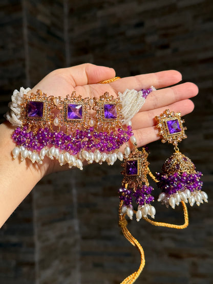 SALINAA - Choker set with Jhumke & Tikka | available in 14 colours