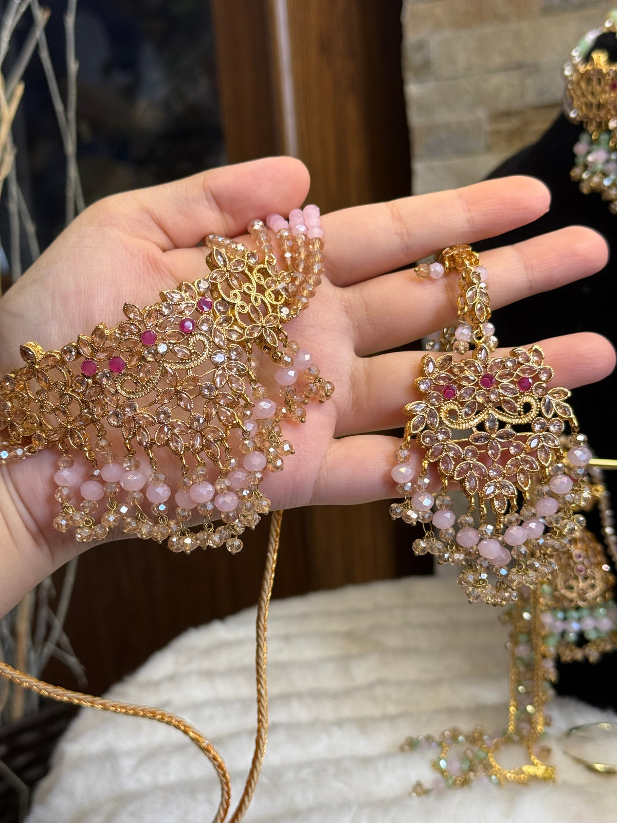 Afaf - Choker set with heavy Sahara jhumke and tikka | available in 25 colours