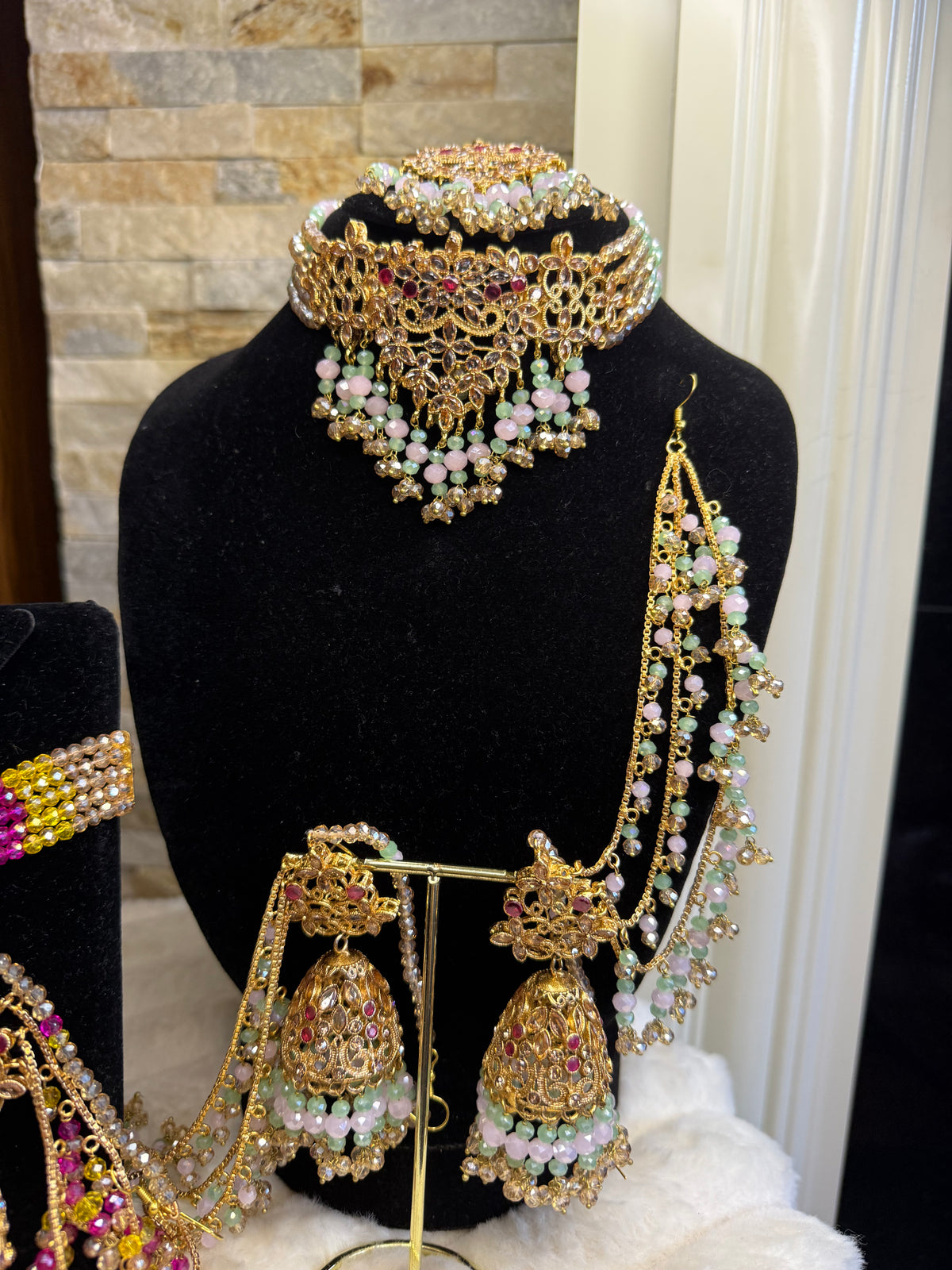 Afaf - Choker set with heavy Sahara jhumke and tikka | available in 25 colours