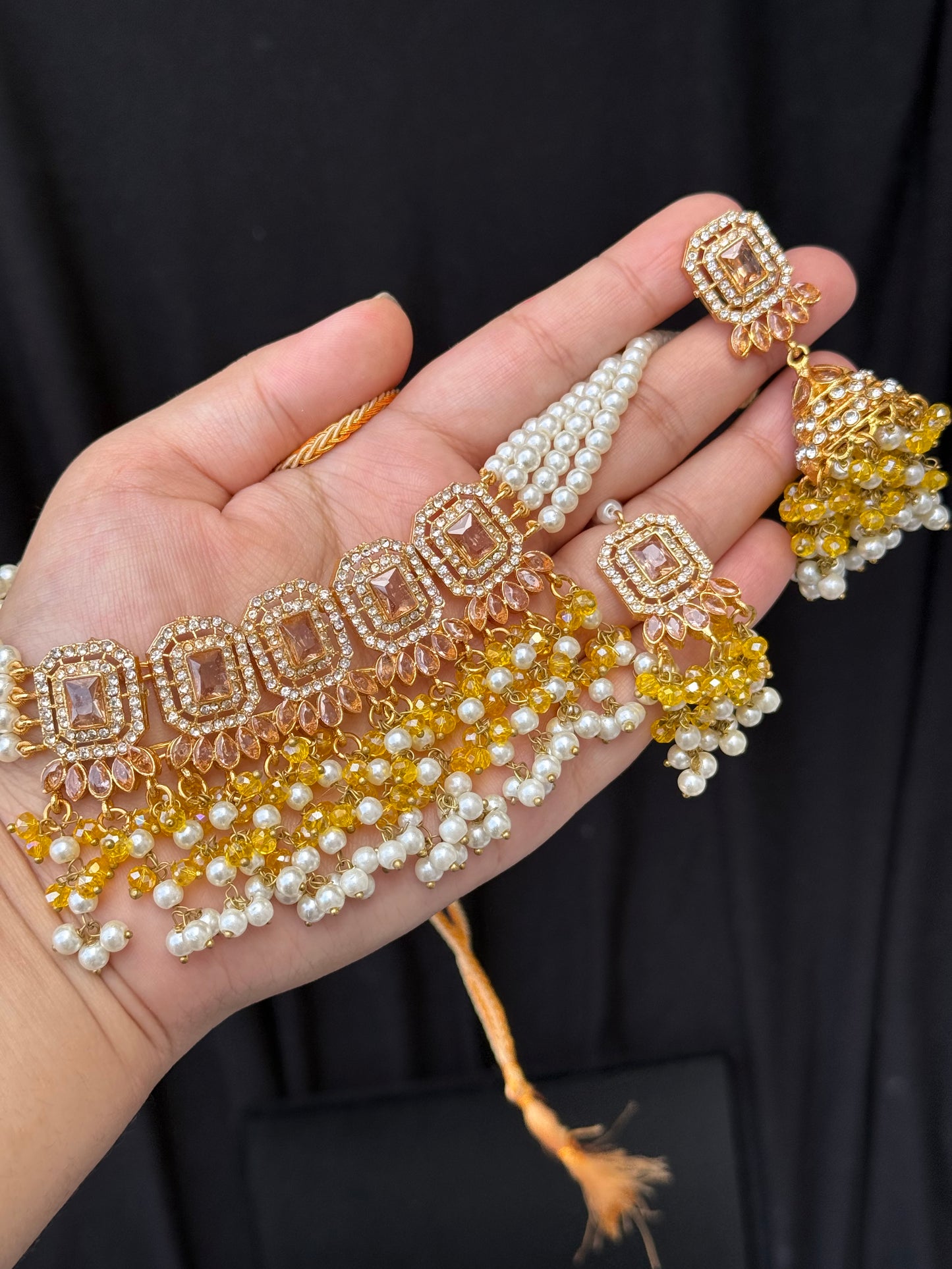 ALAYA - 30 colours available | Choker set with Jhumke and tikka