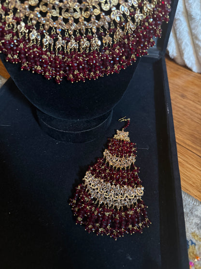 HEMA - Bridal set | includes: necklace, jhumar, jhumke, tikka and nose ring | Pakistani bridal set