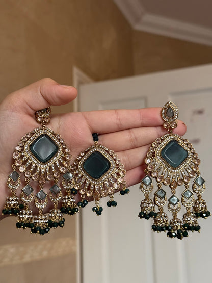 DERIN - Earrings & Tikka set | available in 11 colours | Ammysglamour