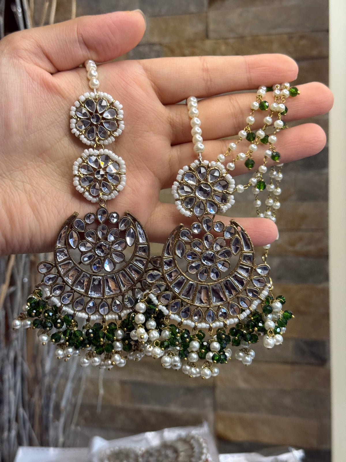 MISHA - double sided Sahara earrings with Tikka | Kundan earrings and tikka set | available in 19 colours