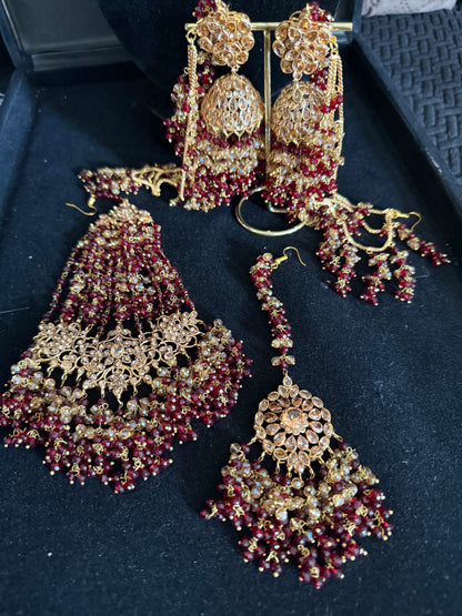 USHNA - Bridal set | includes necklace, jhumar, jhumke, tikka & nose ring