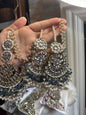 MISHA - double sided Sahara earrings with Tikka | Kundan earrings and tikka set | available in 19 colours