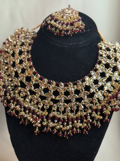 Haneen - Heavy Bridal includes: Necklace, Choker, Oversized Jhumar, Jhumke and tikka