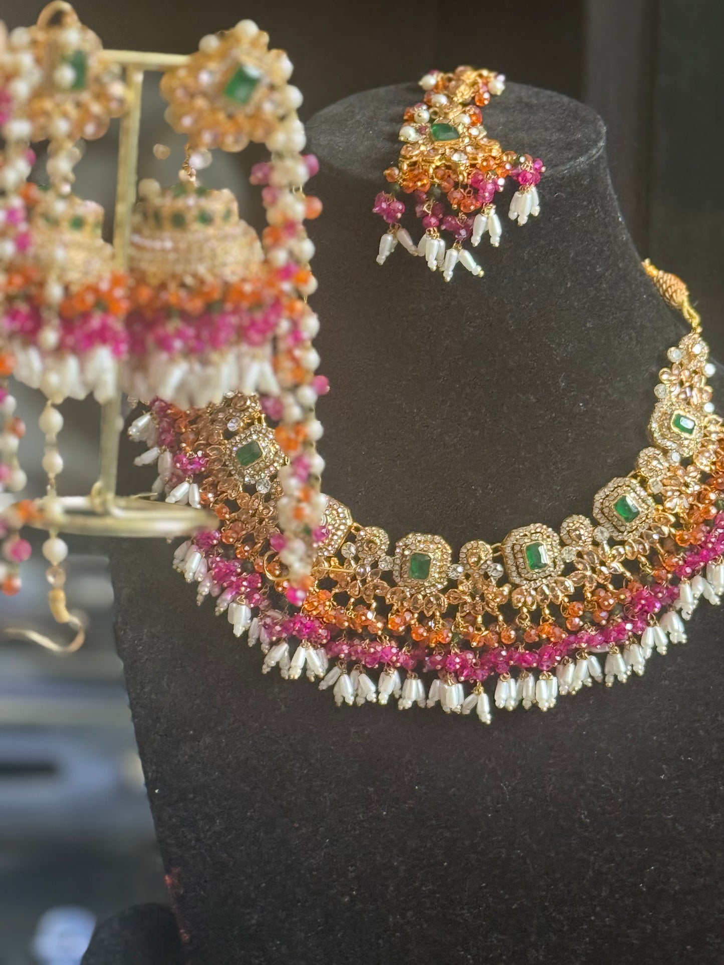 Khushi - Necklace set with sahara jhumke and tikka