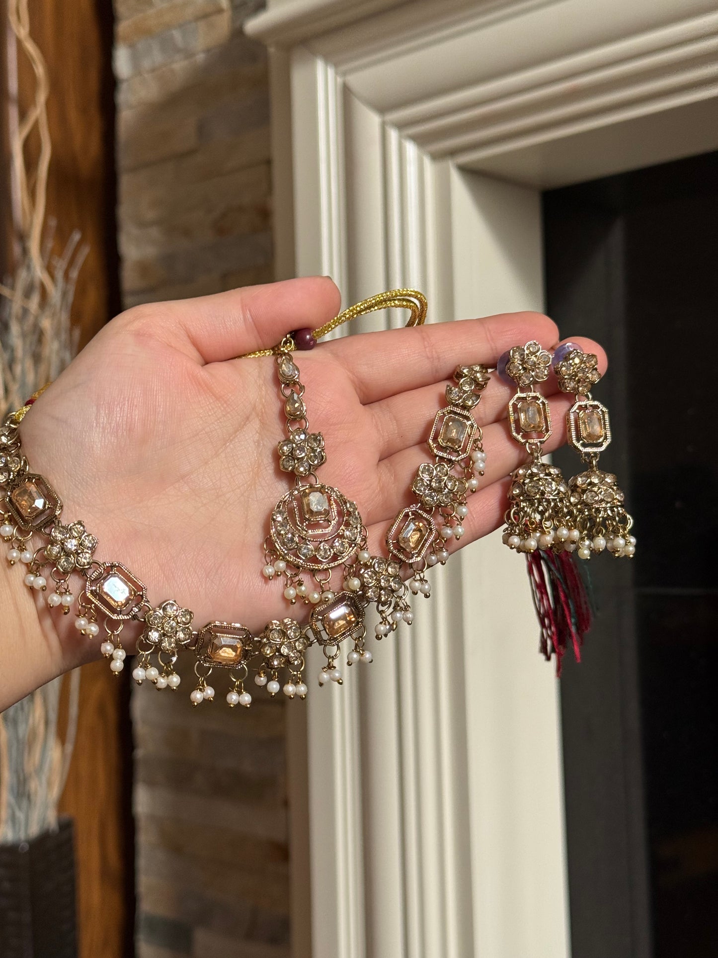 WAFA - Necklace set with jhumke and tikka | available in 10 colours