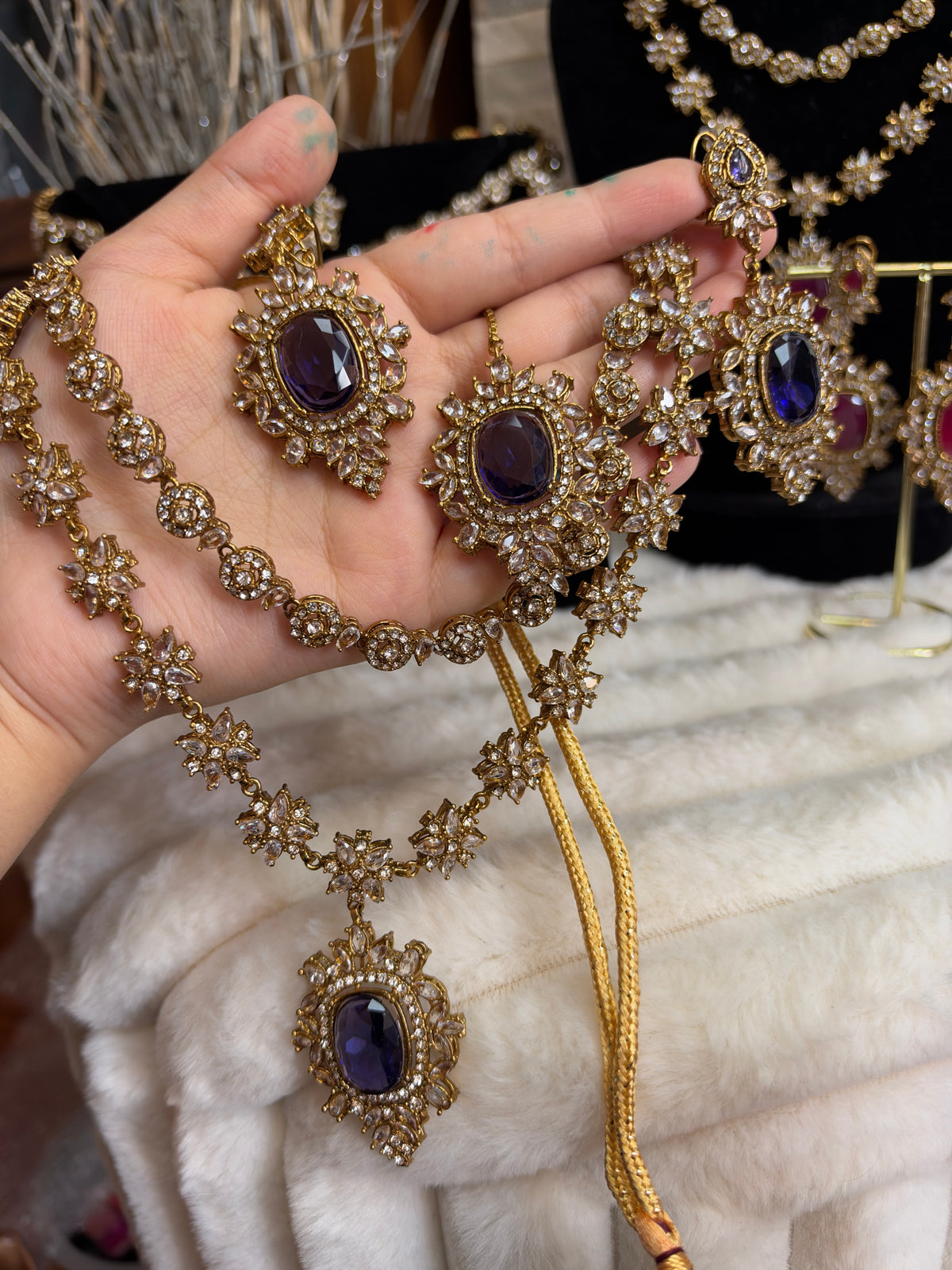 RIYA - Double layered Necklace set with earrings and tikka | 10 colours available