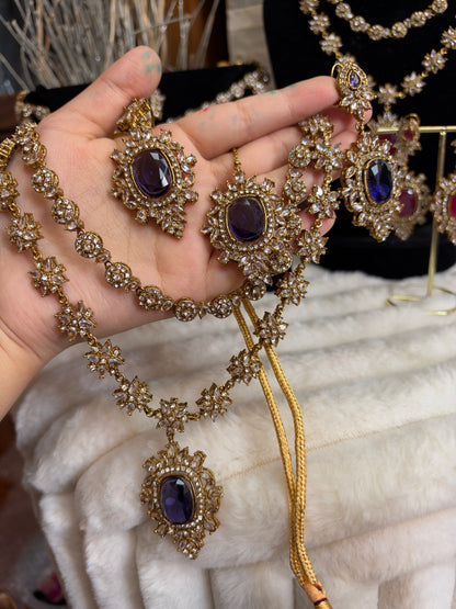 RIYA - Double layered Necklace set with earrings and tikka | 10 colours available