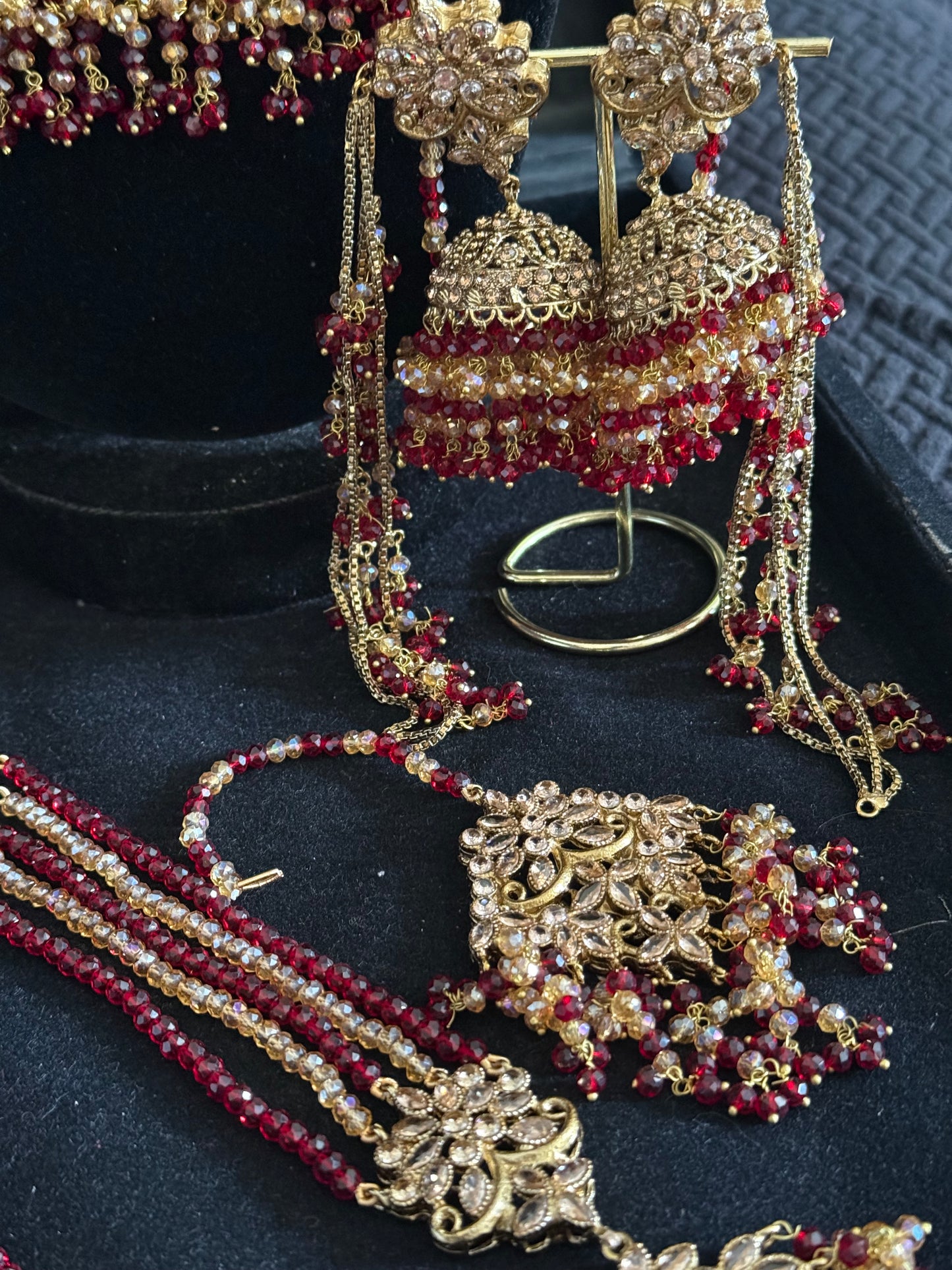 ALAYA - bridal set with mala | includes: necklace, mala, jhumar, jhumke, tikka & nose ring