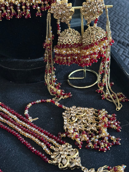 ALAYA - bridal set with mala | includes: necklace, mala, jhumar, jhumke, tikka & nose ring