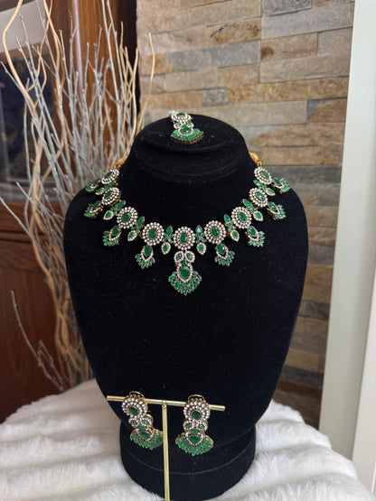 MAHRUKH - AD Necklace with earrings and tikka available | available in 7 colours