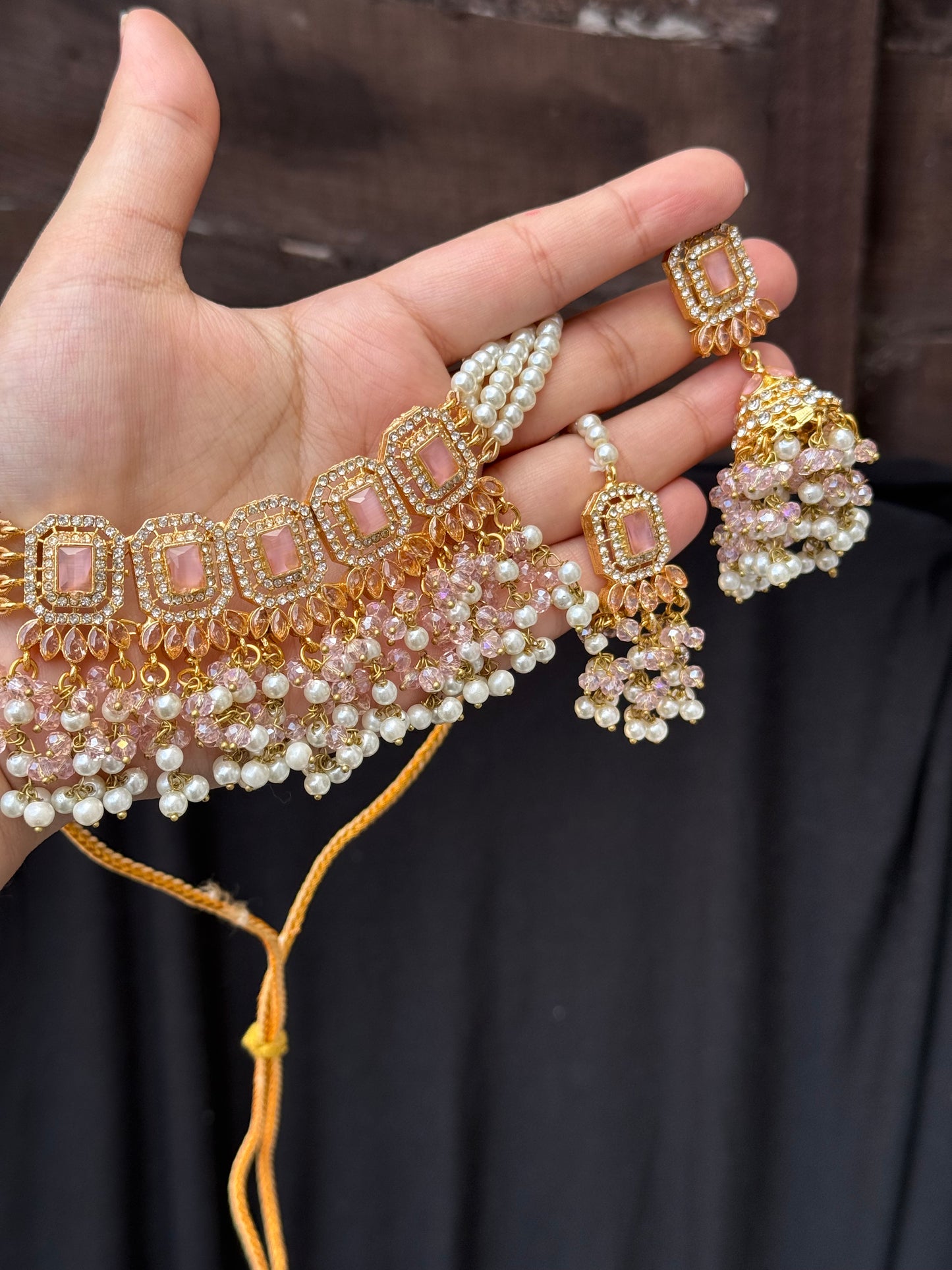 ALAYA - 30 colours available | Choker set with Jhumke and tikka