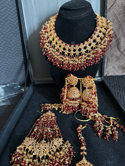 USHNA - Bridal set | includes necklace, jhumar, jhumke, tikka & nose ring