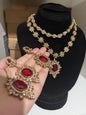 RIYA - Double layered Necklace set with earrings and tikka | 10 colours available
