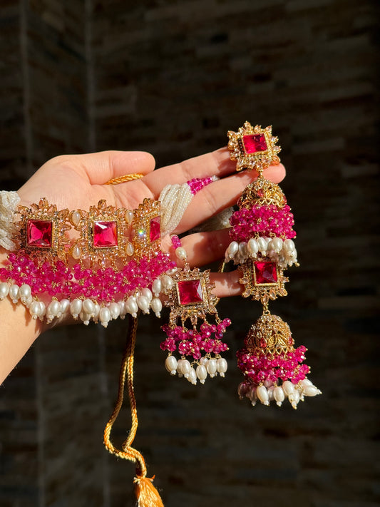 SALINAA - Choker set with Jhumke & Tikka | available in 14 colours