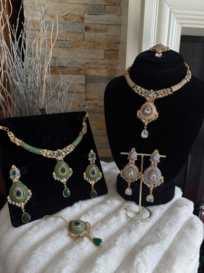 ANAB - Necklace set with earrings and tikka | 10 colours available