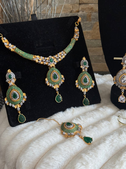 ANAB - Necklace set with earrings and tikka | 10 colours available