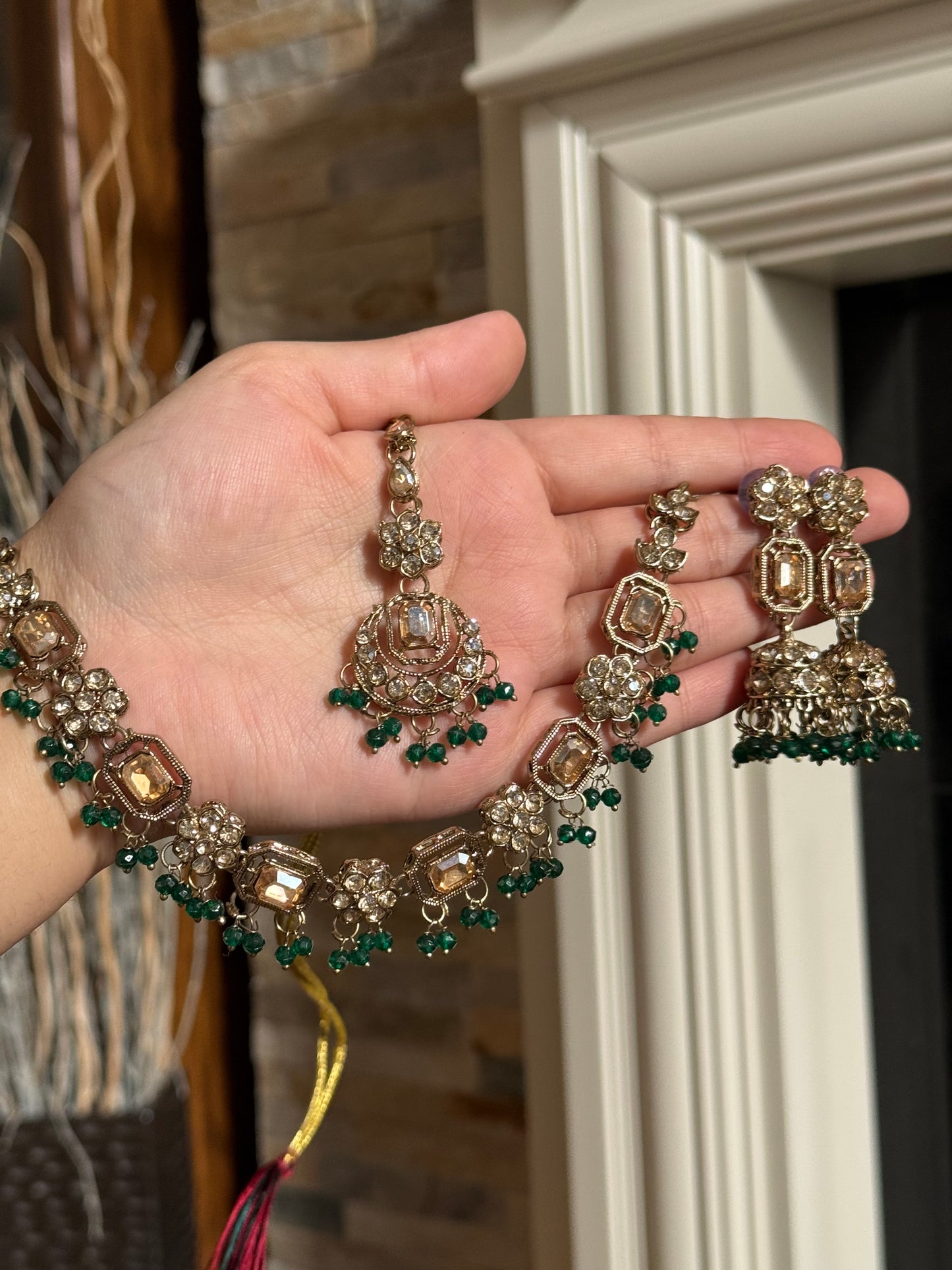 WAFA - Necklace set with jhumke and tikka | available in 10 colours