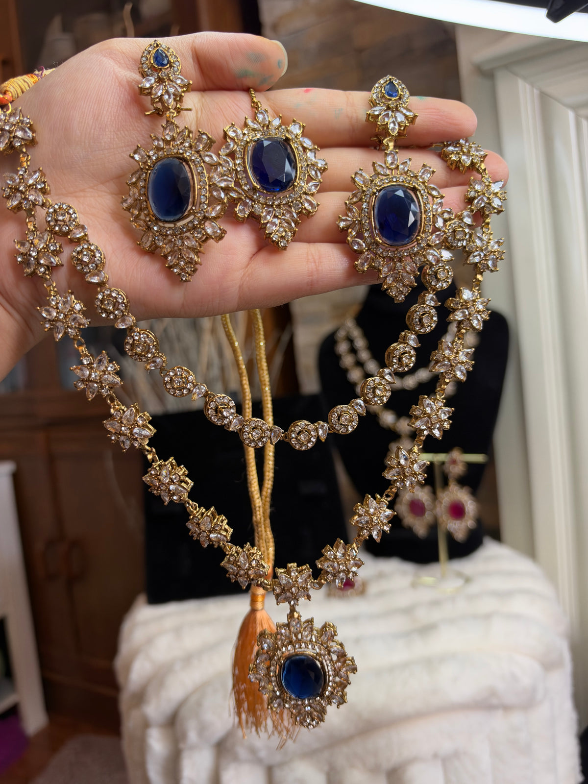 RIYA - Double layered Necklace set with earrings and tikka | 10 colours available