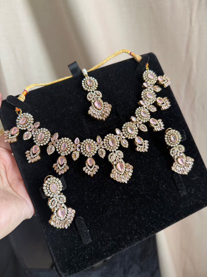MAHRUKH - AD Necklace with earrings and tikka available | available in 7 colours