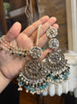 MISHA - double sided Sahara earrings with Tikka | Kundan earrings and tikka set | available in 19 colours